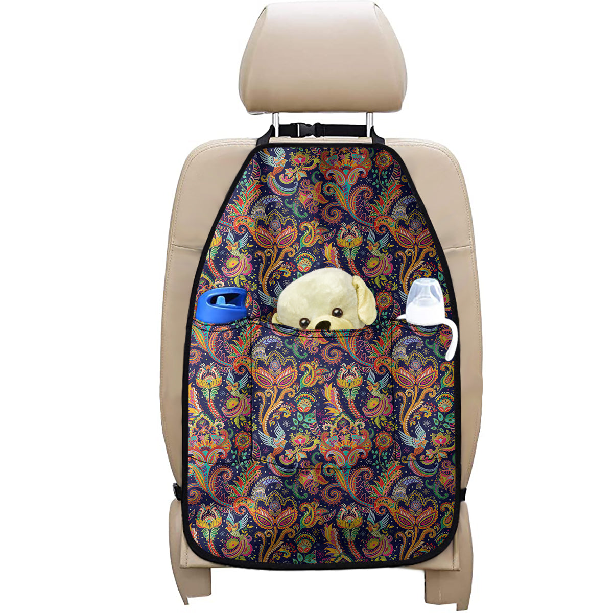 Colorful Indian Paisley Pattern Print Car Seat Organizers