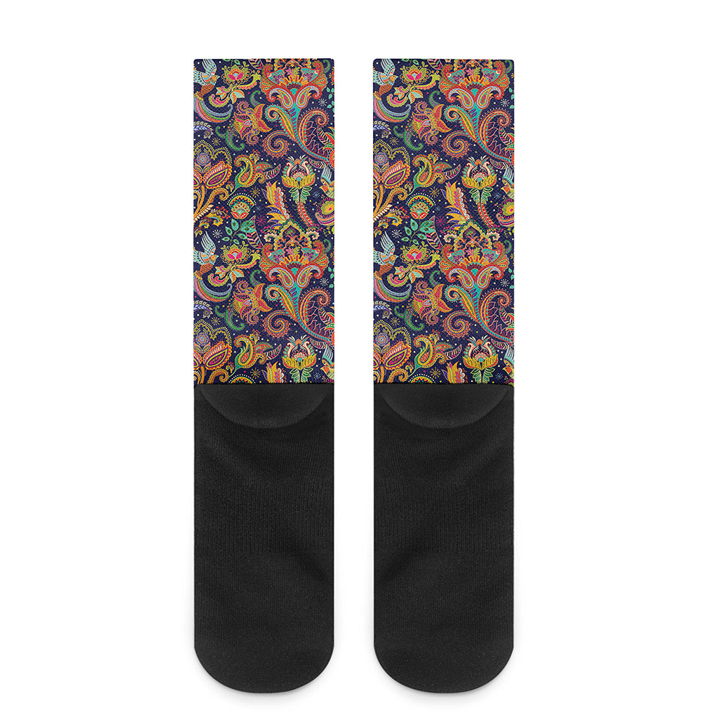 Colorful Indian Paisley Pattern Print Crew Socks