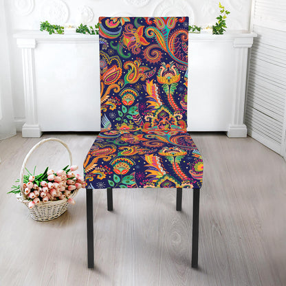 Colorful Indian Paisley Pattern Print Dining Chair Slipcover