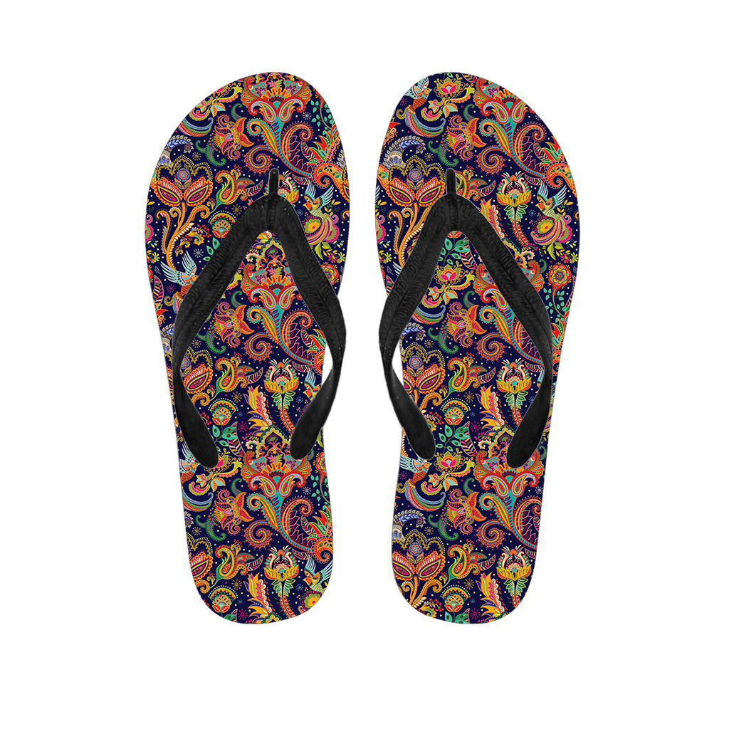 Colorful Indian Paisley Pattern Print Flip Flops