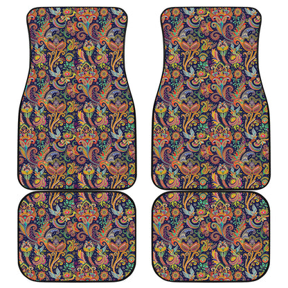 Colorful Indian Paisley Pattern Print Front and Back Car Floor Mats