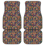 Colorful Indian Paisley Pattern Print Front and Back Car Floor Mats