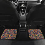 Colorful Indian Paisley Pattern Print Front and Back Car Floor Mats