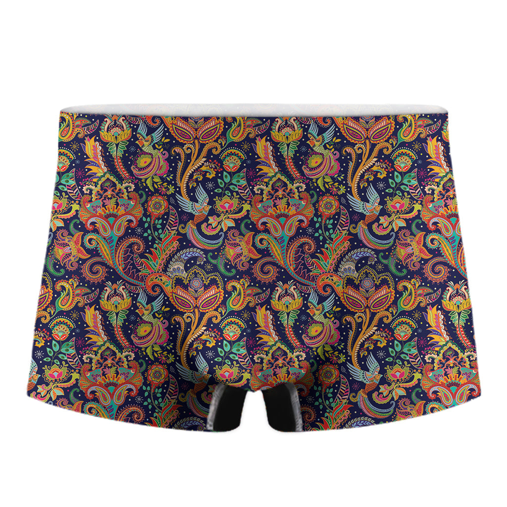 Colorful Indian Paisley Pattern Print Men's Boxer Briefs