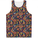 Colorful Indian Paisley Pattern Print Men's Tank Top