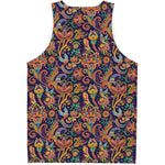 Colorful Indian Paisley Pattern Print Men's Tank Top