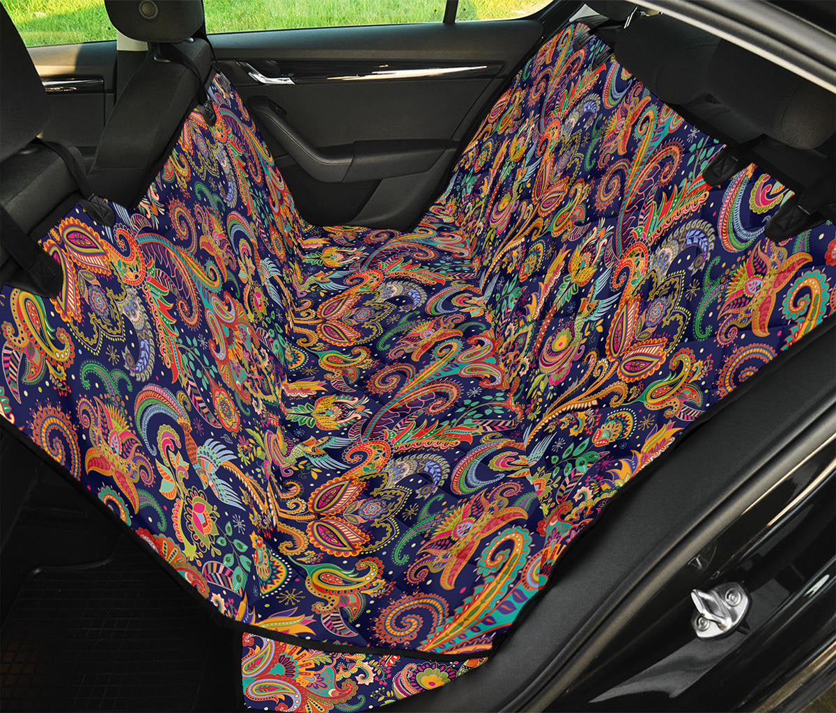 Colorful Indian Paisley Pattern Print Pet Car Back Seat Cover