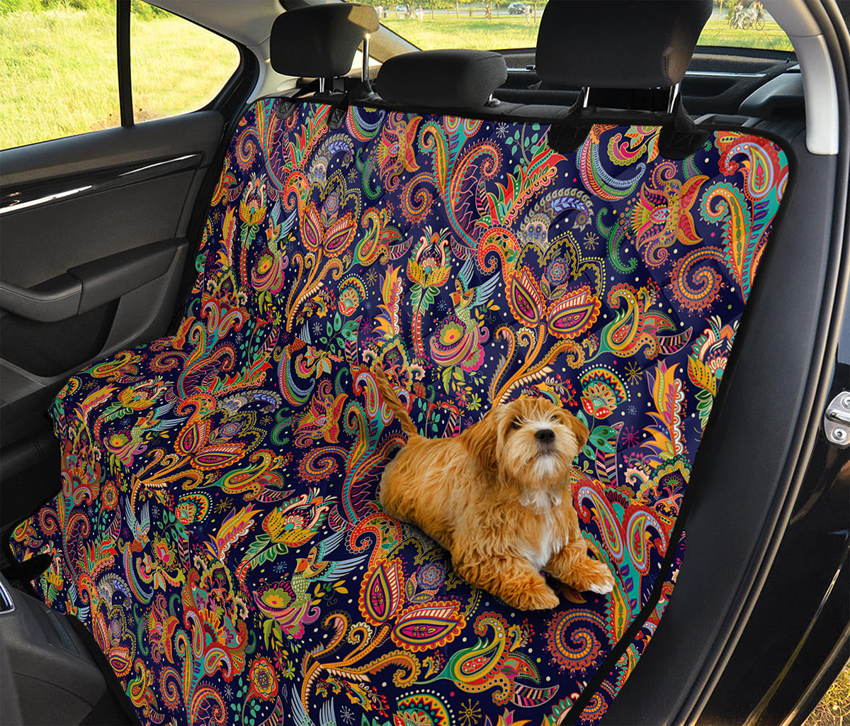 Colorful Indian Paisley Pattern Print Pet Car Back Seat Cover