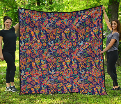Colorful Indian Paisley Pattern Print Quilt