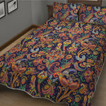 Colorful Indian Paisley Pattern Print Quilt Bed Set