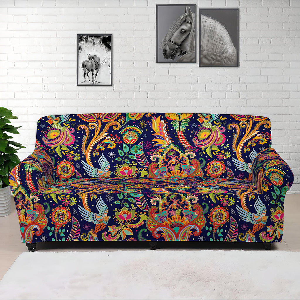 Colorful Indian Paisley Pattern Print Sofa Cover