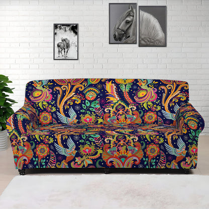 Colorful Indian Paisley Pattern Print Sofa Cover