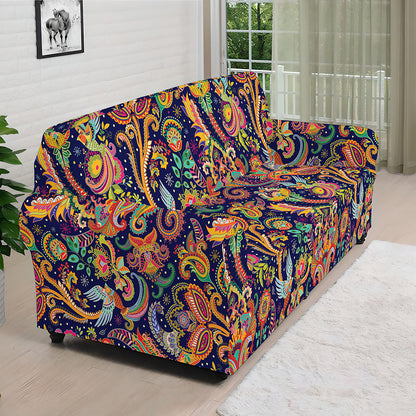 Colorful Indian Paisley Pattern Print Sofa Cover