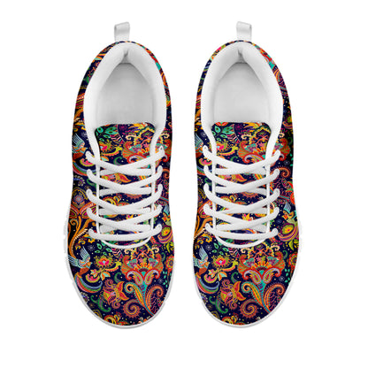 Colorful Indian Paisley Pattern Print White Sneakers
