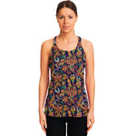 Colorful Indian Paisley Pattern Print Women's Racerback Tank Top