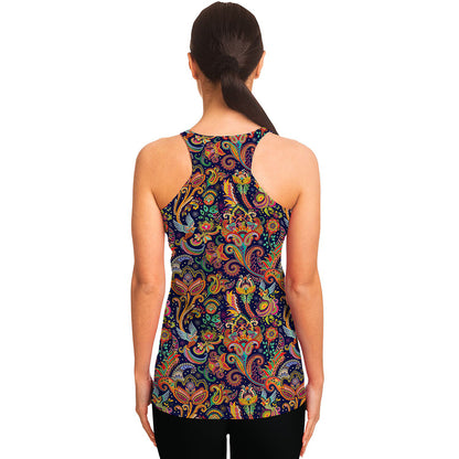 Colorful Indian Paisley Pattern Print Women's Racerback Tank Top