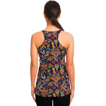 Colorful Indian Paisley Pattern Print Women's Racerback Tank Top