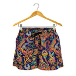 Colorful Indian Paisley Pattern Print Women's Shorts