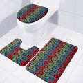 Colorful Japanese Flower Pattern Print 3 Piece Bath Mat Set