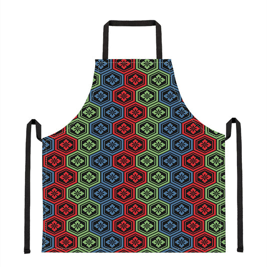 Colorful Japanese Flower Pattern Print Apron