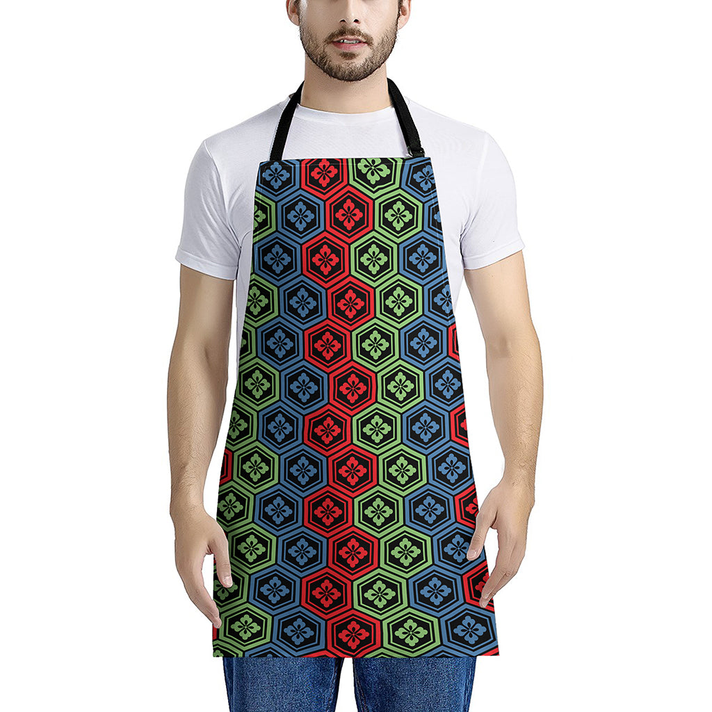 Colorful Japanese Flower Pattern Print Apron