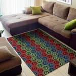 Colorful Japanese Flower Pattern Print Area Rug