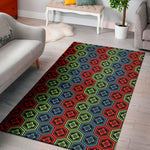 Colorful Japanese Flower Pattern Print Area Rug