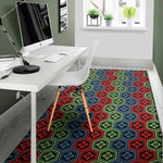Colorful Japanese Flower Pattern Print Area Rug