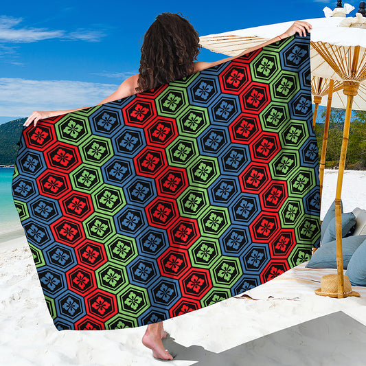 Colorful Japanese Flower Pattern Print Beach Sarong Wrap