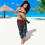 Colorful Japanese Flower Pattern Print Beach Sarong Wrap