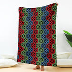 Colorful Japanese Flower Pattern Print Blanket