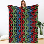 Colorful Japanese Flower Pattern Print Blanket