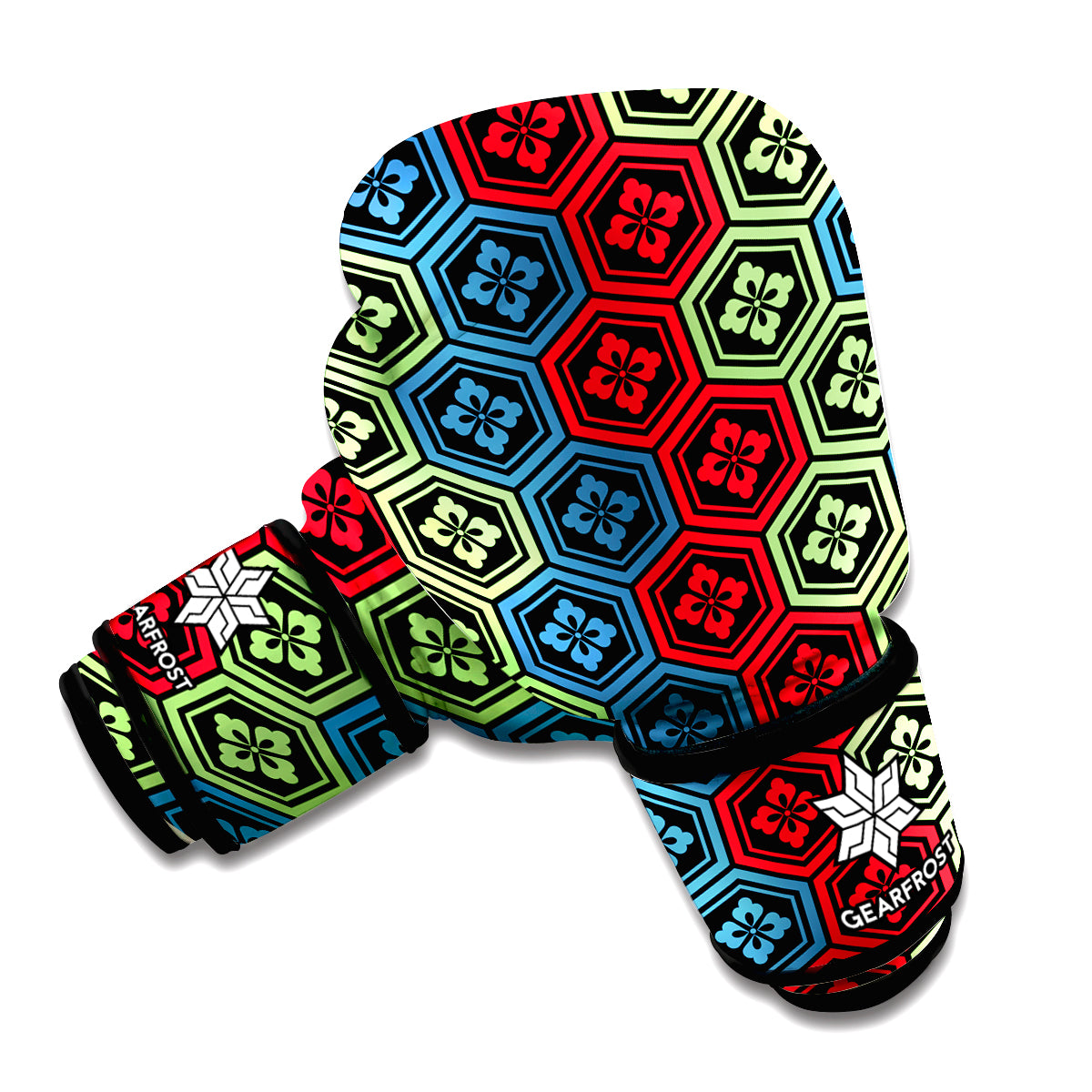 Colorful Japanese Flower Pattern Print Boxing Gloves