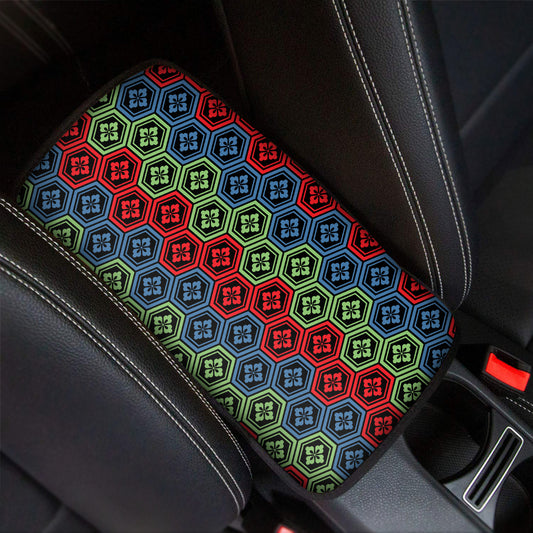 Colorful Japanese Flower Pattern Print Car Center Console Cover