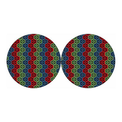 Colorful Japanese Flower Pattern Print Car Coasters