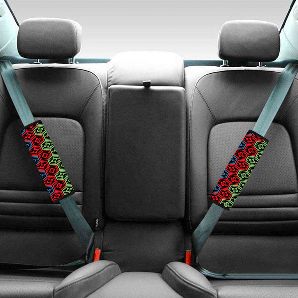 Colorful Japanese Flower Pattern Print Car Seat Belt Covers