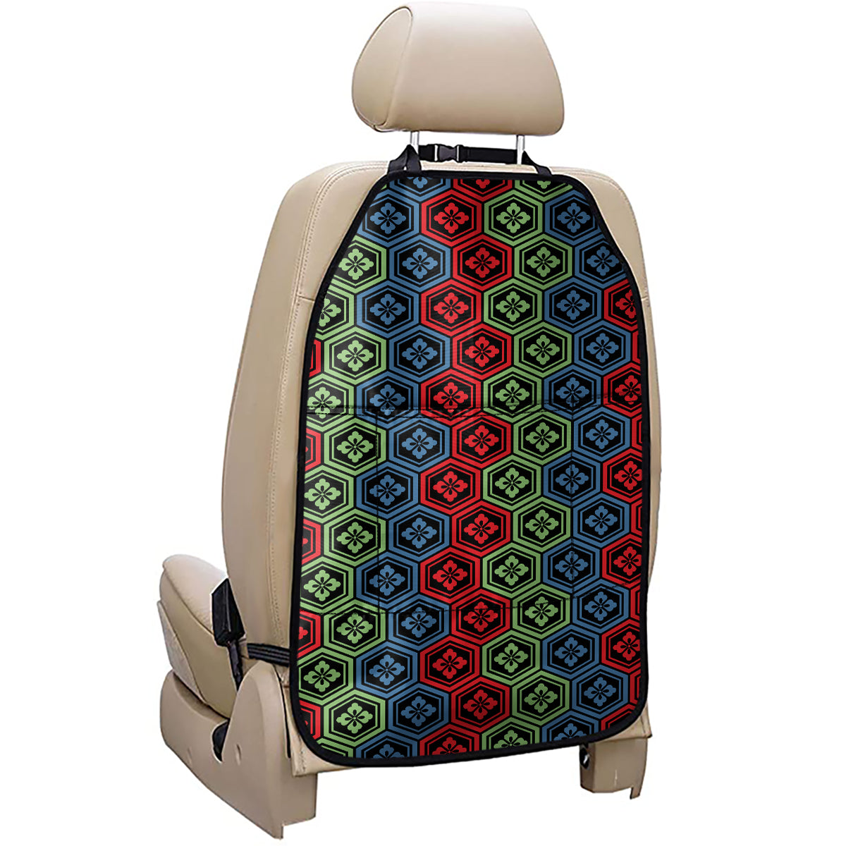Colorful Japanese Flower Pattern Print Car Seat Organizers