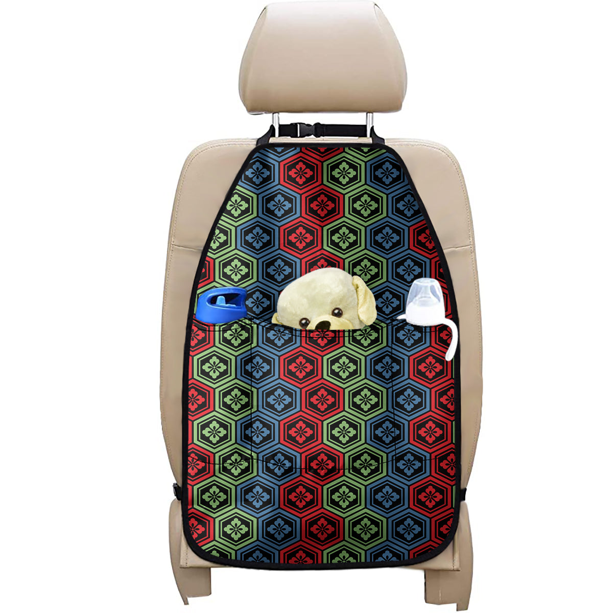 Colorful Japanese Flower Pattern Print Car Seat Organizers