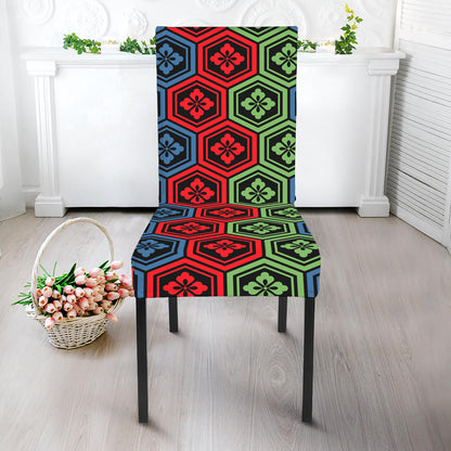 Colorful Japanese Flower Pattern Print Dining Chair Slipcover