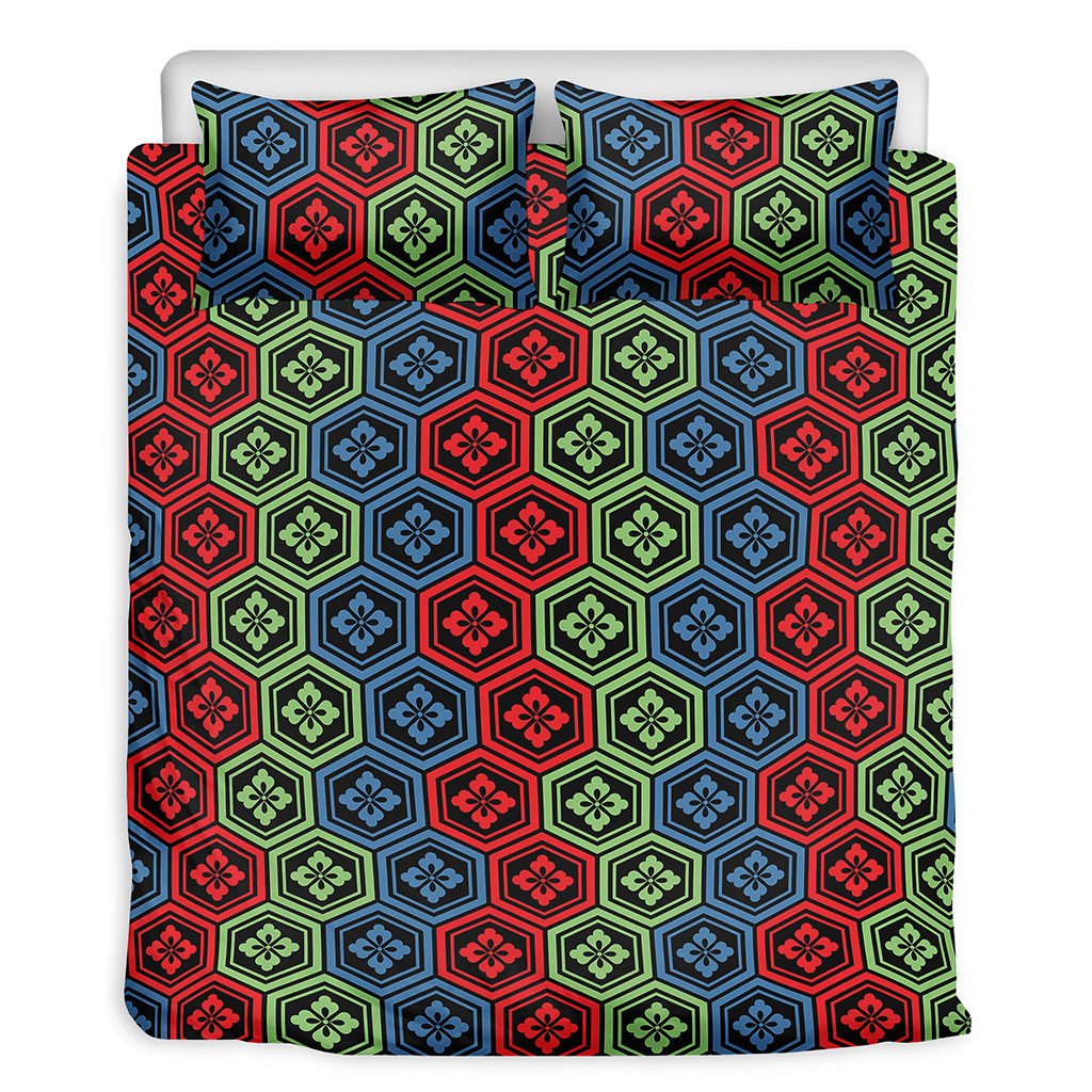 Colorful Japanese Flower Pattern Print Duvet Cover Bedding Set