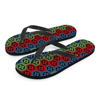 Colorful Japanese Flower Pattern Print Flip Flops