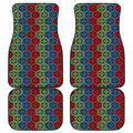Colorful Japanese Flower Pattern Print Front and Back Car Floor Mats