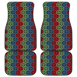 Colorful Japanese Flower Pattern Print Front and Back Car Floor Mats