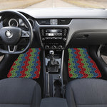 Colorful Japanese Flower Pattern Print Front and Back Car Floor Mats