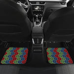 Colorful Japanese Flower Pattern Print Front and Back Car Floor Mats