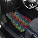 Colorful Japanese Flower Pattern Print Front and Back Car Floor Mats