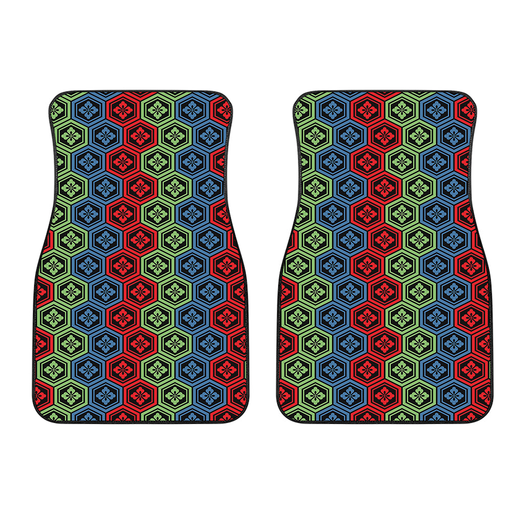 Colorful Japanese Flower Pattern Print Front Car Floor Mats