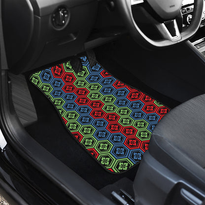 Colorful Japanese Flower Pattern Print Front Car Floor Mats