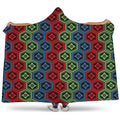 Colorful Japanese Flower Pattern Print Hooded Blanket