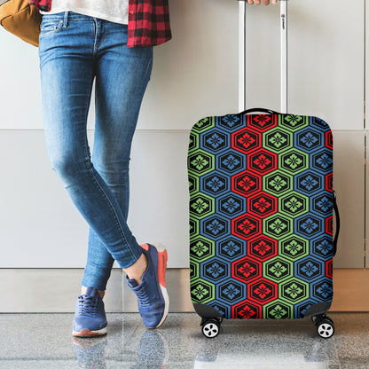 Colorful Japanese Flower Pattern Print Luggage Cover